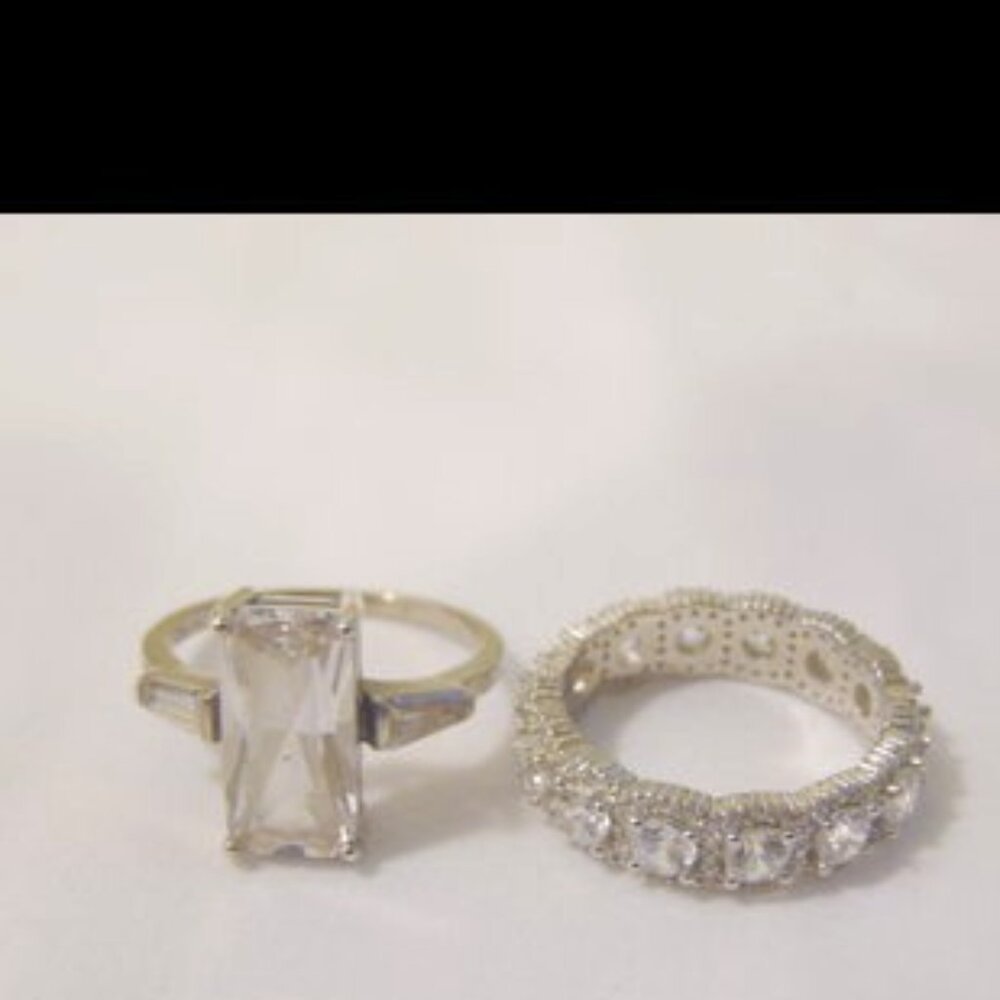 Radiance by Absolute Baguette Accent Ring and Eternity Band Size 8